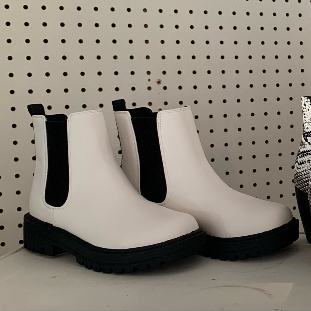 White ankle booties